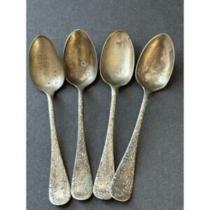 Crown Silver Co Teaspoons Set 4 Flatware Cutlery Tableware Cottagecore